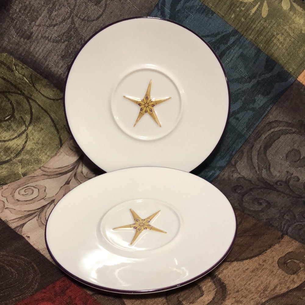 🛍️5/$20🛍️Two Starbucks saucers with raised design in the centre.